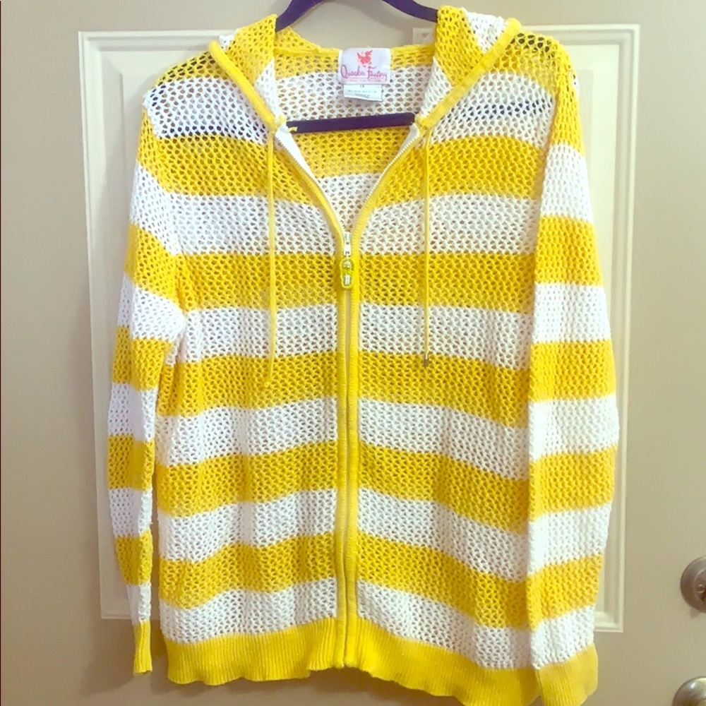 QF lightweight loose knit sweater w/ hood 1X